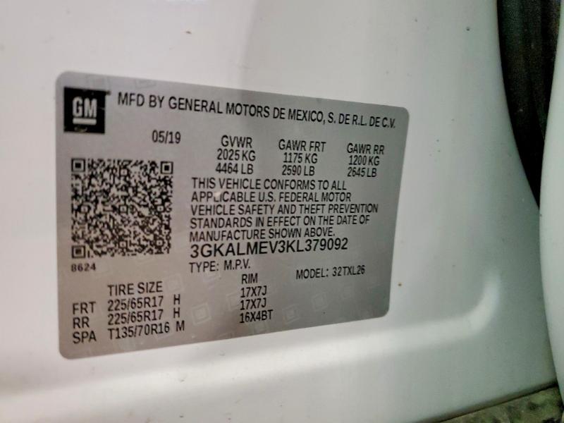 2019 Gmc Terrain მანქანა იყიდება აუქციონზე, vin: 3GKALMEV3KL379092, აუქციონის ნომერი: 74513545