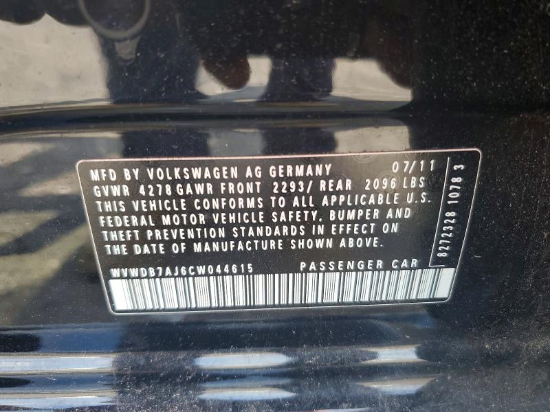 59581946 :رقم المزاد ، WVWDB7AJ6CW044615 vin ، 2012 Volkswagen Golf مزاد بيع