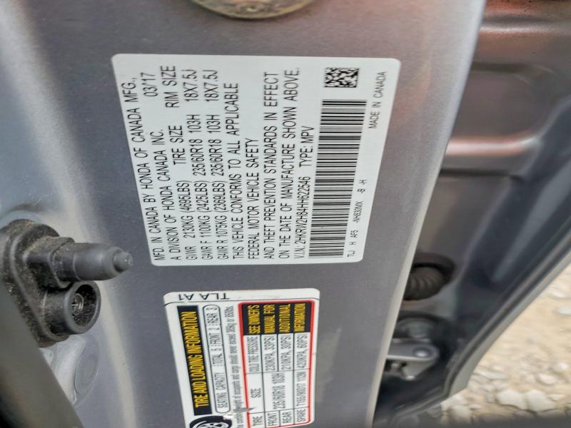 61863066 :رقم المزاد ، 2HKRW2H84HH622546 vin ، 2017 Honda Cr-v مزاد بيع