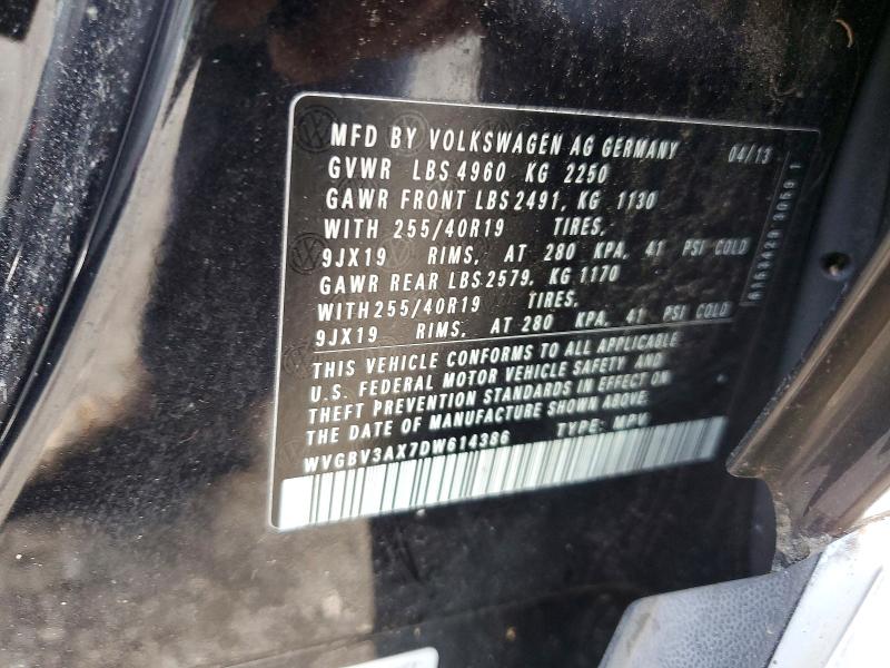 Aukcja sprzedaży 2013 Volkswagen Tiguan, vin: WVGBV3AX7DW614386, numer aukcji: 61556206
