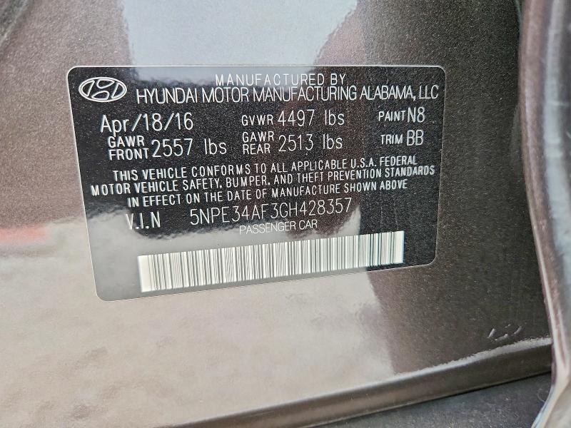 Продажа на аукционе авто 2016 Hyundai Sonata, vin: 5NPE34AF3GH428357, номер лота: 59673026