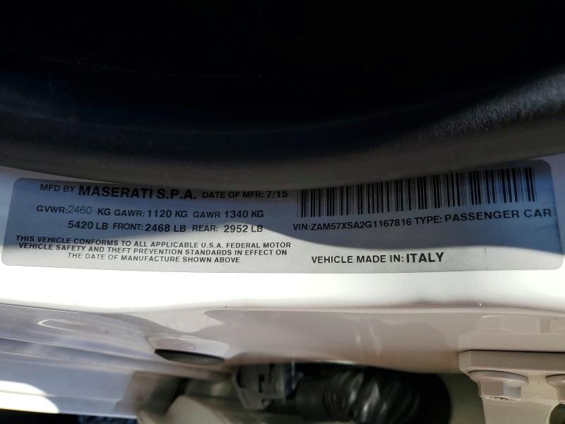 Продажа на аукционе авто 2016 Maserati Ghibli, vin: ZAM57XSA2G1167816, номер лота: 60676216