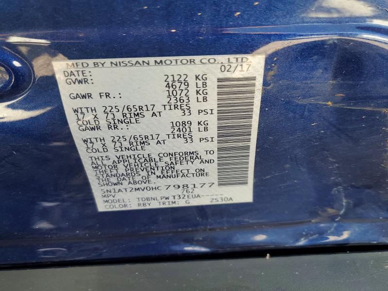 Продаж на аукціоні авто 2017 Nissan Rogue, vin: 5N1AT2MV0HC798177, номер лоту: 60295006