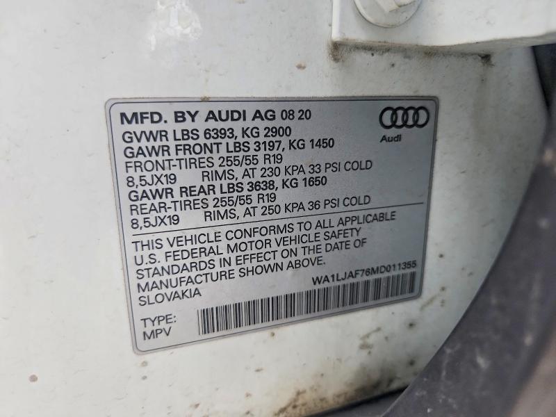Aukcja sprzedaży 2021 Audi Q7, vin: WA1LJAF76MD011355, numer aukcji: 61847916