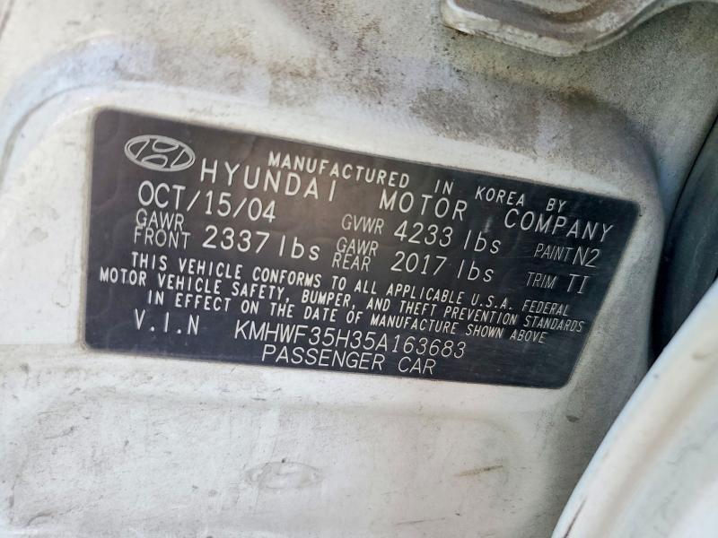 Aukcja sprzedaży 2005 Hyundai Sonata, vin: KMHWF35H35A163683, numer aukcji: 58905256