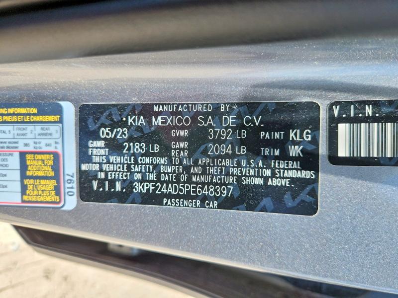 Продажа на аукционе авто 2023 Kia Forte, vin: 3KPF24AD5PE648397, номер лота: 60186356