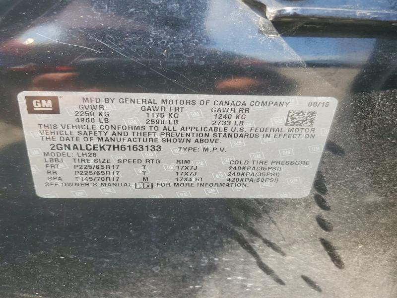 63499816 :رقم المزاد ، 2GNALCEK7H6163133 vin ، 2017 Chevrolet Equinox مزاد بيع