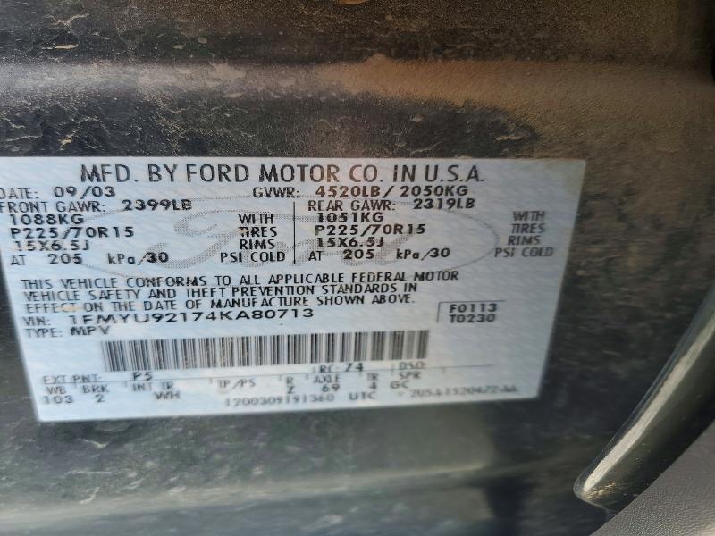 60406306 :رقم المزاد ، 1FMYU92174KA80713 vin ، 2004 Ford Escape مزاد بيع