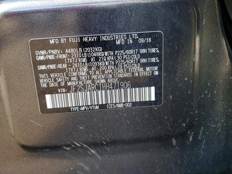 2017 Subaru Forester მანქანა იყიდება აუქციონზე, vin: JF2SJARC1HH471906, აუქციონის ნომერი: 59355296