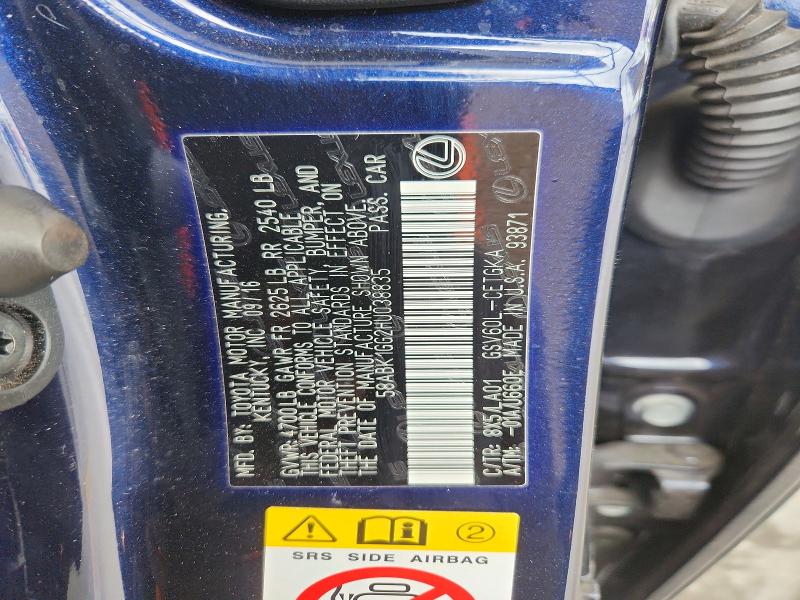 Aukcja sprzedaży 2017 Lexus Es, vin: 58ABK1GG2HU038835, numer aukcji: 62096386