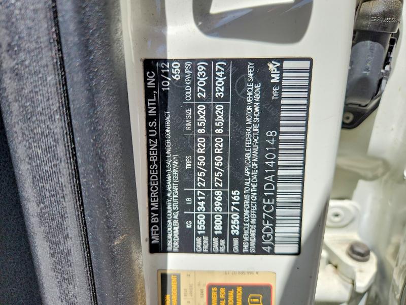 2013 Mercedes-benz Gl მანქანა იყიდება აუქციონზე, vin: 4JGDF7CE1DA140148, აუქციონის ნომერი: 61437126