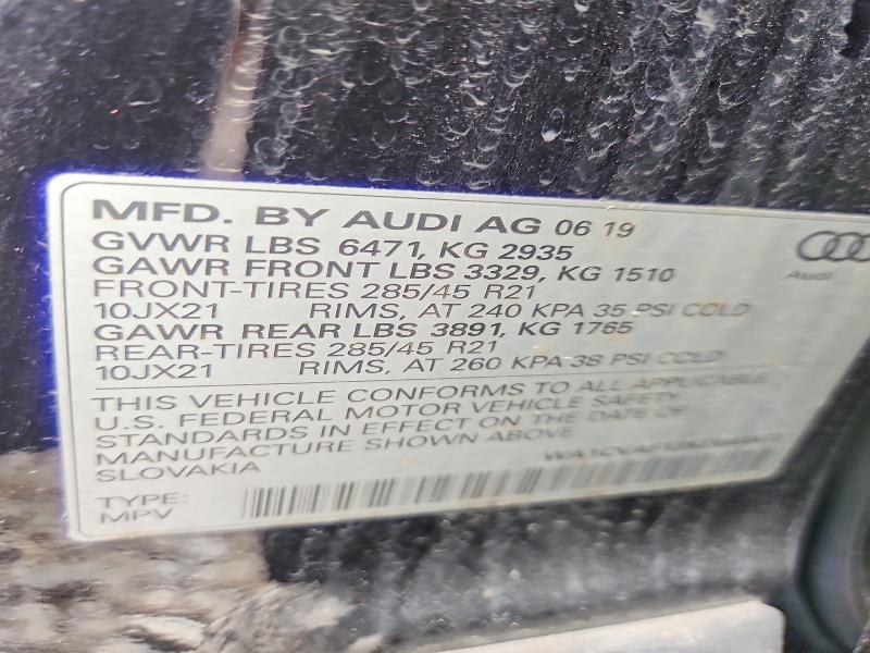 2019 Audi Q8 მანქანა იყიდება აუქციონზე, vin: WA1CVAF13KD044472, აუქციონის ნომერი: 60786236