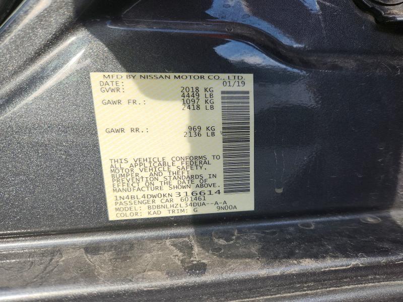 Продажа на аукционе авто 2019 Nissan Altima, vin: 1N4BL4DW0KN316614, номер лота: 63055486