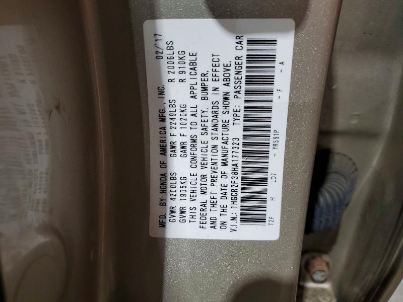 Aukcja sprzedaży 2017 Honda Accord, vin: 1HGCR2F38HA177323, numer aukcji: 62902936