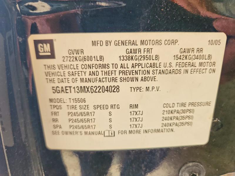 Aukcja sprzedaży 2006 Buick Rainier, vin: 5GAET13MX62204028, numer aukcji: 61071636