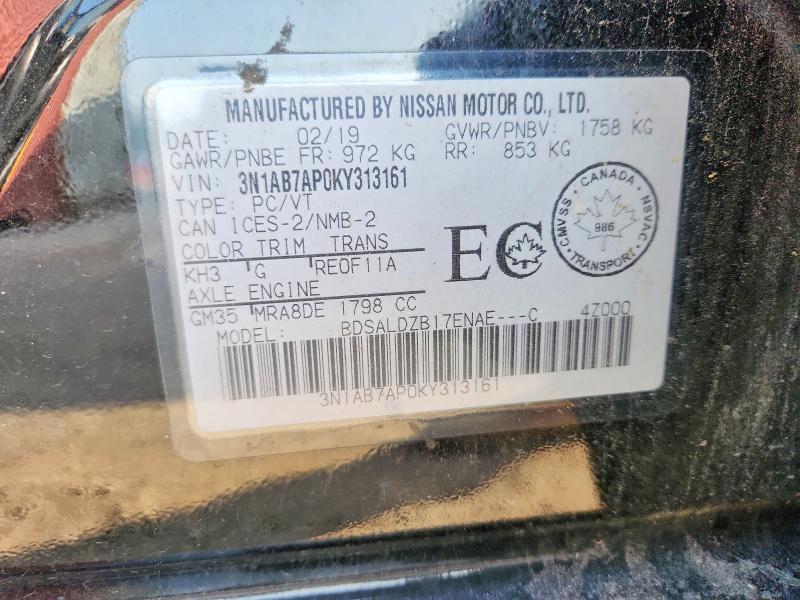 Aukcja sprzedaży 2019 Nissan Sentra, vin: 3N1AB7AP0KY313161, numer aukcji: 61408466