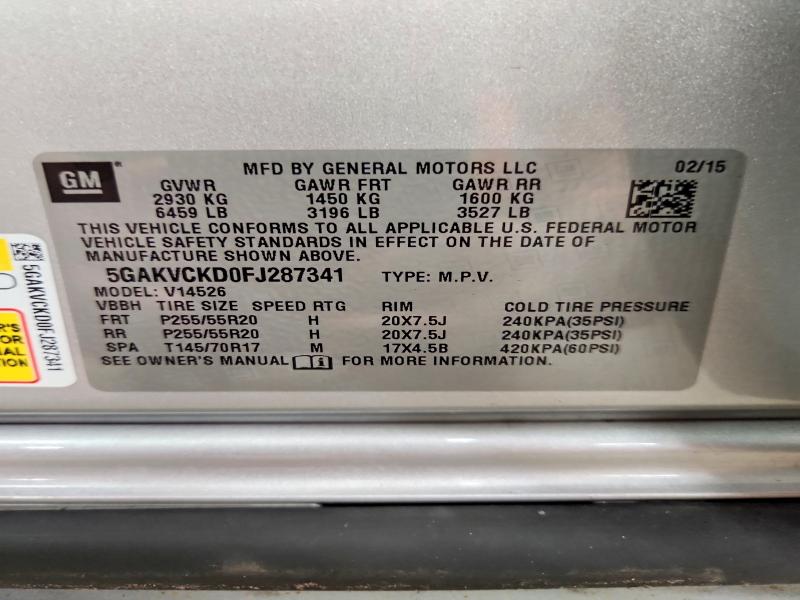 Aukcja sprzedaży 2015 Buick Enclave, vin: 5GAKVCKD0FJ287341, numer aukcji: 63161296