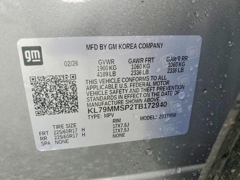 2026 Chevrolet Trailblazer მანქანა იყიდება აუქციონზე, vin: KL79MMSP2TB172940, აუქციონის ნომერი: 57470516