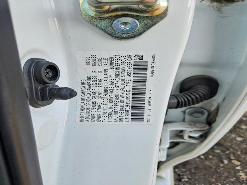 60889266 :رقم المزاد ، 2HGFC2F61JH533307 vin ، 2020 Honda Civic مزاد بيع
