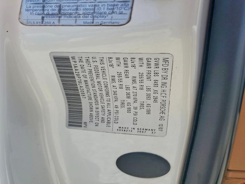 61157306 :رقم المزاد ، WP1AA29P78LA20557 vin ، 2008 Porsche Cayenne مزاد بيع