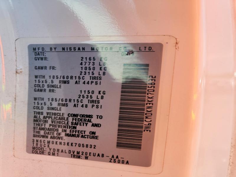 2019 Nissan Nv200 მანქანა იყიდება აუქციონზე, vin: 3N6CM0KN3KK705832, აუქციონის ნომერი: 62456076