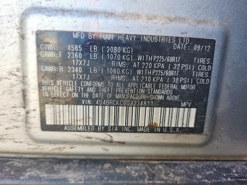 Aukcja sprzedaży 2013 Subaru Outback, vin: 4S4BRCKC0D3234811, numer aukcji: 62256596