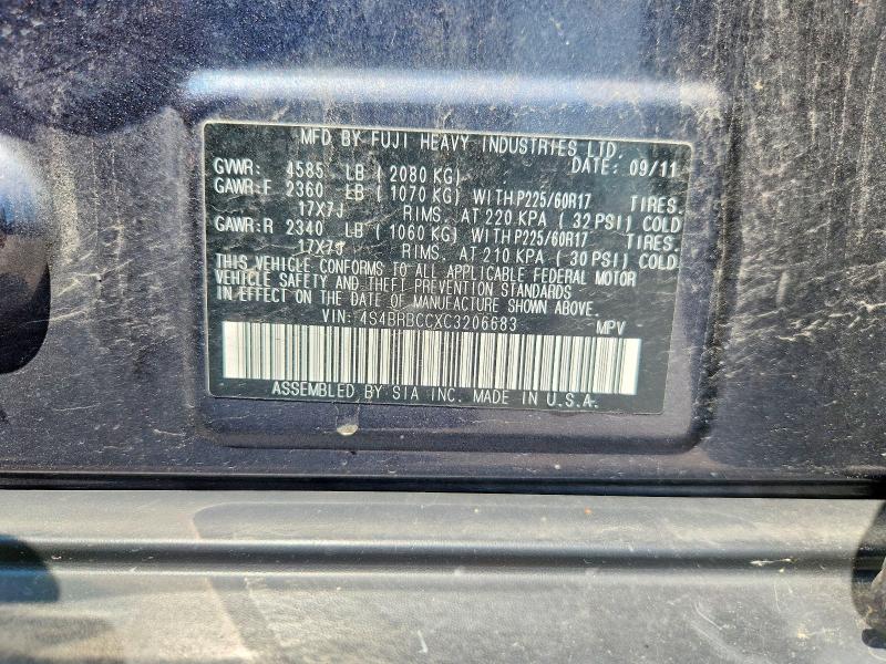 Aukcja sprzedaży 2012 Subaru Outback, vin: 4S4BRBCCXC3206683, numer aukcji: 61710796