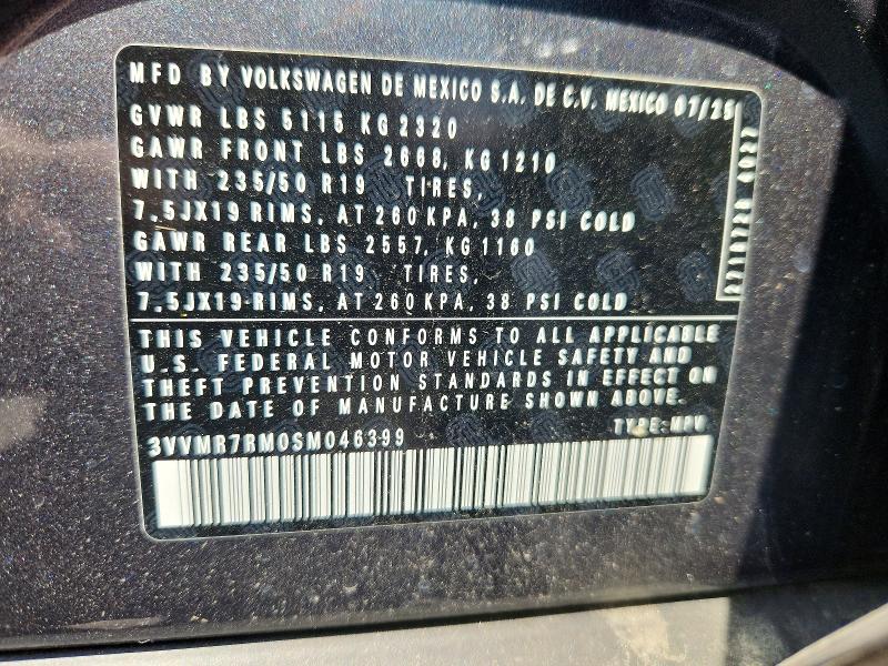 2025 Volkswagen Tiguan მანქანა იყიდება აუქციონზე, vin: 3VVMR7RM0SM046399, აუქციონის ნომერი: 62963396