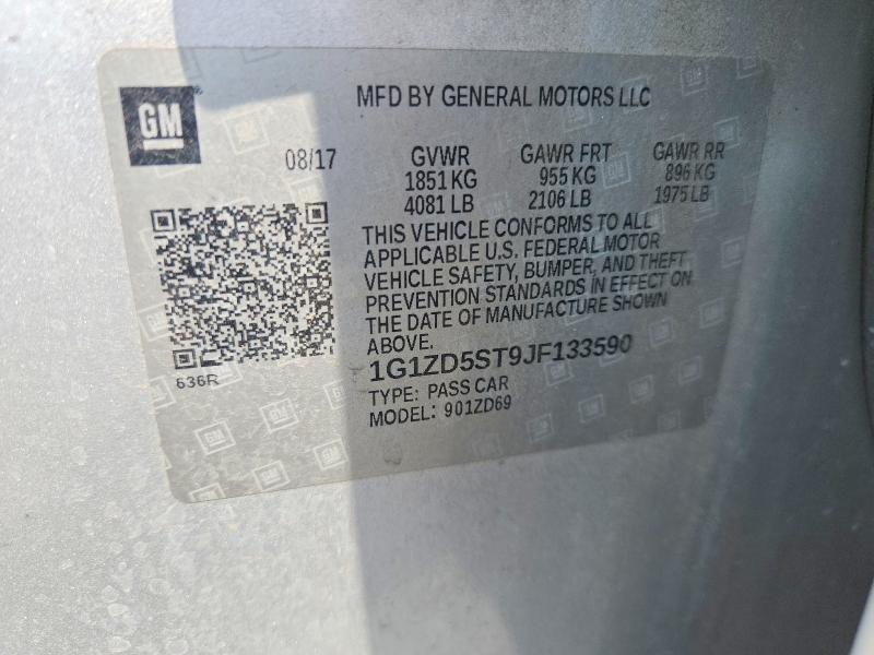 63052236 :رقم المزاد ، 1G1ZD5ST9JF133590 vin ، 2018 Chevrolet Malibu مزاد بيع