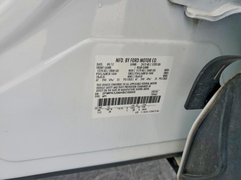 2017 Ford Edge მანქანა იყიდება აუქციონზე, vin: 2FMPK3J96HBC59055, აუქციონის ნომერი: 62742896