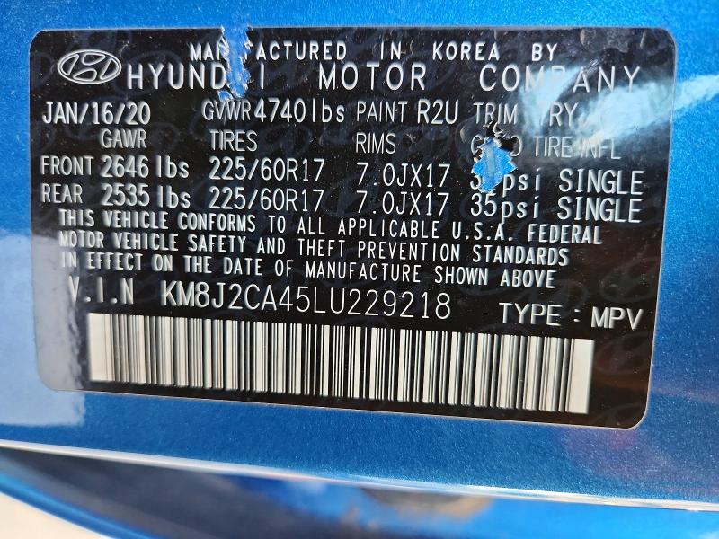 Продаж на аукціоні авто 2020 Hyundai Tucson, vin: KM8J2CA45LU229218, номер лоту: 60211516