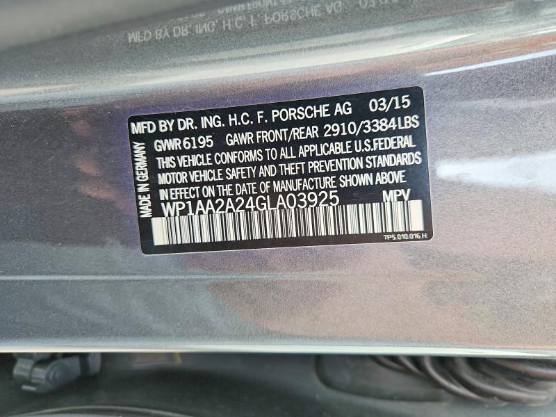 Продаж на аукціоні авто 2016 Porsche Cayenne, vin: WP1AA2A24GLA03925, номер лоту: 61487686