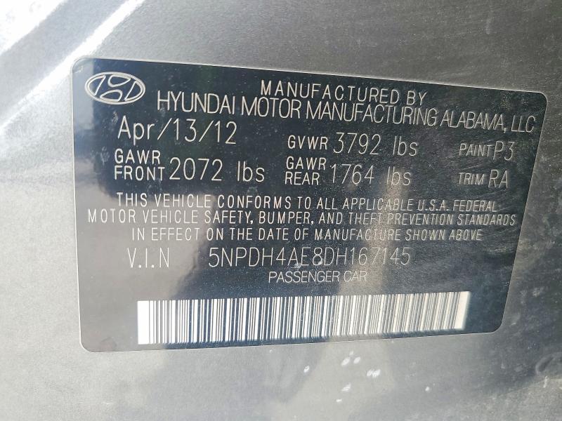 Продаж на аукціоні авто 2013 Hyundai Elantra, vin: 5NPDH4AE8DH167145, номер лоту: 61735596