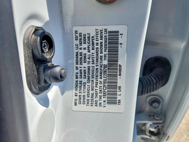 Продажа на аукционе авто 2020 Honda Civic, vin: 19XFC2F85LE206792, номер лота: 61893346