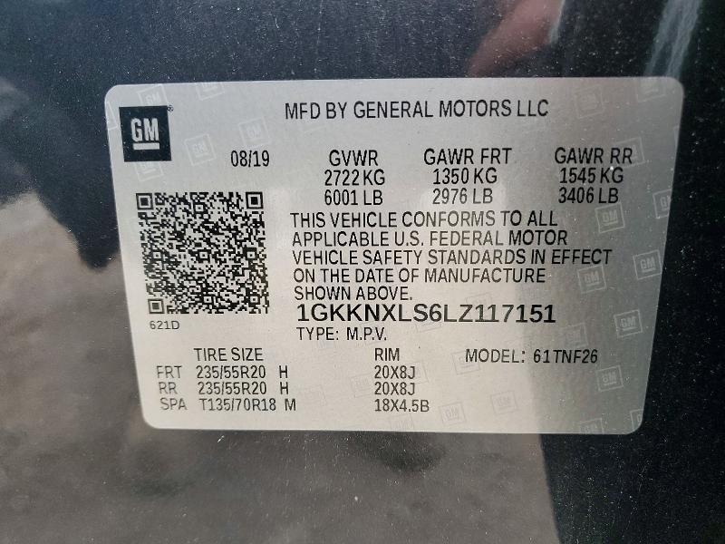 Aukcja sprzedaży 2020 Gmc Acadia, vin: 1GKKNXLS6LZ117151, numer aukcji: 60164646