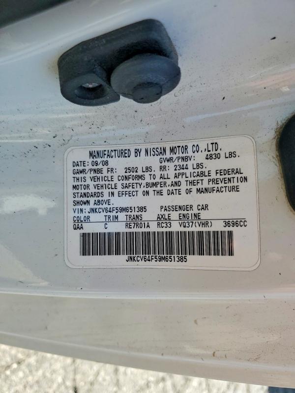 Aukcja sprzedaży 2009 Infiniti G37 Coupe, vin: JNKCV64F59M651385, numer aukcji: 60845236
