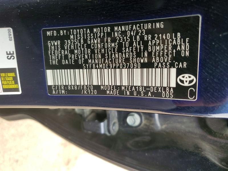 61052686 :رقم المزاد ، 5YFB4MDE9PP037090 vin ، 2023 Toyota Corolla مزاد بيع