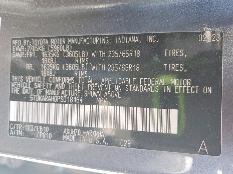 Продажа на аукционе авто 2023 Toyota Highlander Hybrid, vin: 5TDKARAH0PS018164, номер лота: 61181746