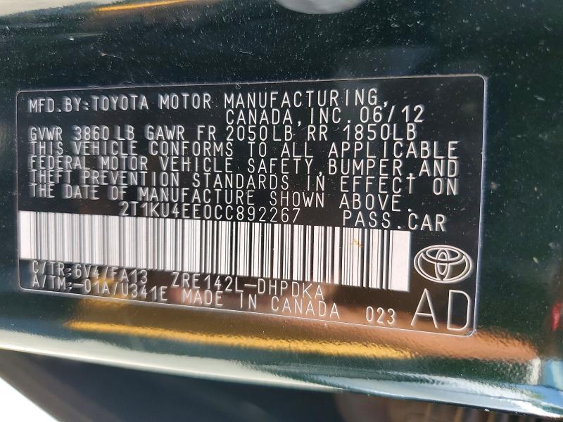 Aukcja sprzedaży 2012 Toyota Matrix, vin: 2T1KU4EE0CC892267, numer aukcji: 60000186
