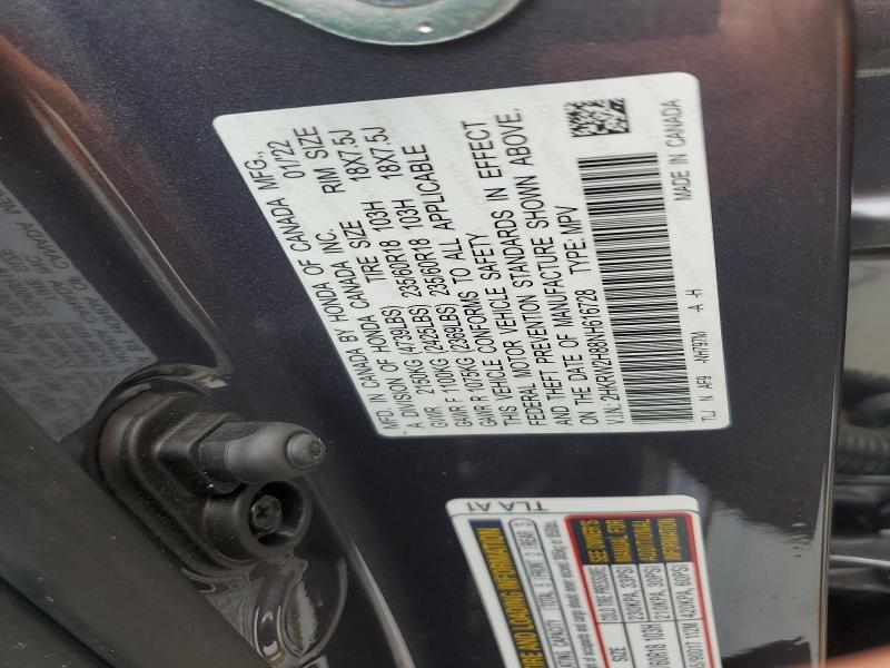 Продаж на аукціоні авто 2022 Honda Cr-v, vin: 2HKRW2H88NH616728, номер лоту: 60393116