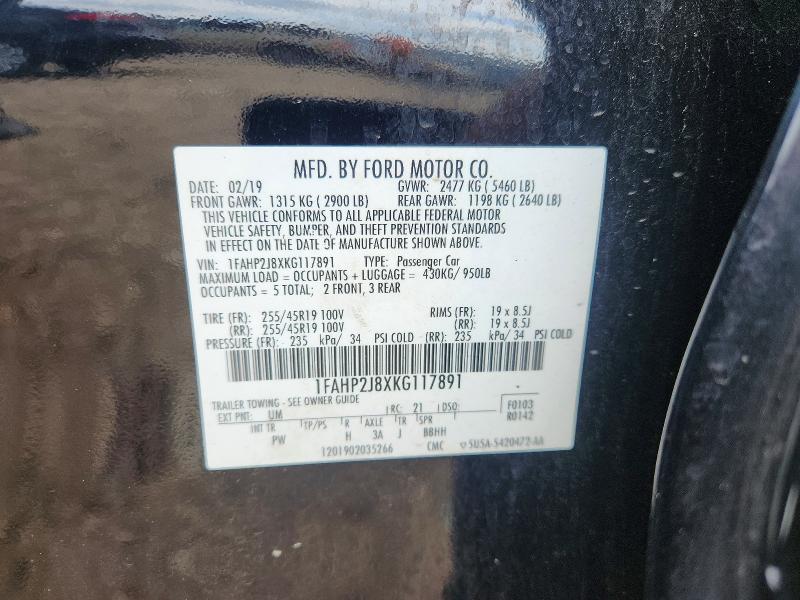 Продаж на аукціоні авто 2019 Ford Taurus, vin: 1FAHP2J8XKG117891, номер лоту: 62100976