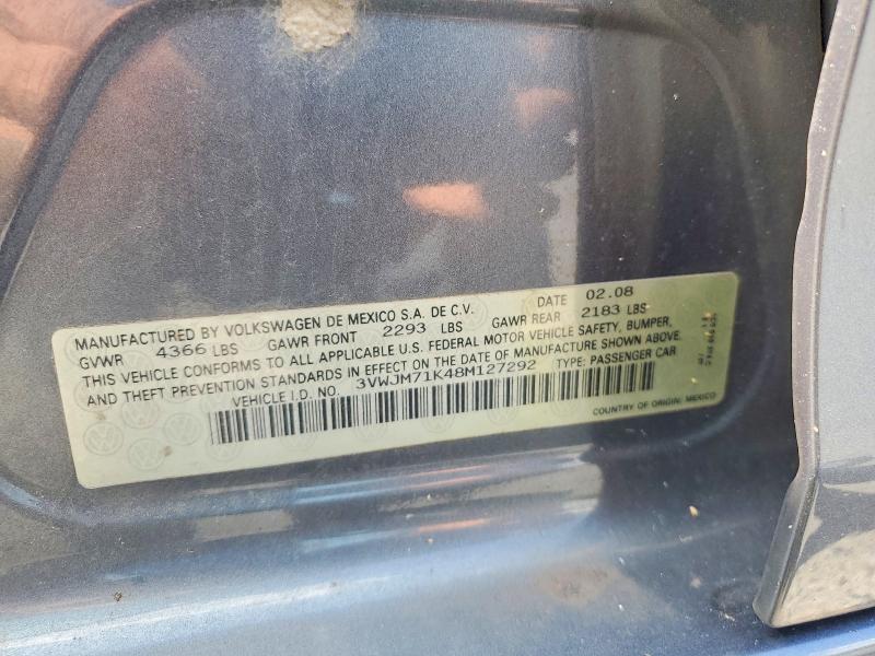 59841416 :رقم المزاد ، 3VWJM71K48M127292 vin ، 2008 Volkswagen Jetta مزاد بيع