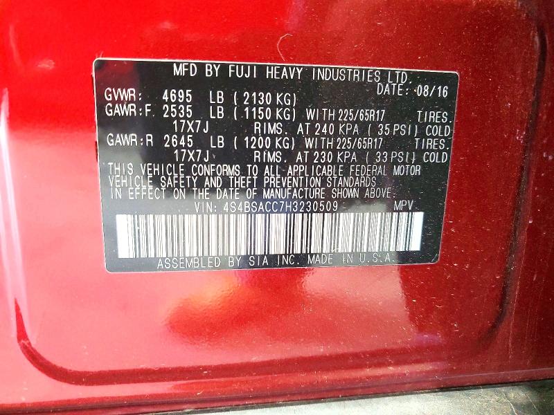Продаж на аукціоні авто 2017 Subaru Outback, vin: 4S4BSACC7H3230509, номер лоту: 59347596