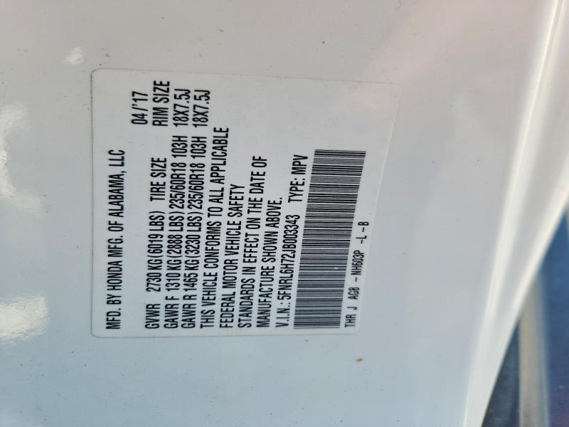 Aukcja sprzedaży 2018 Honda Odyssey, vin: 5FNRL6H72JB003343, numer aukcji: 60653226