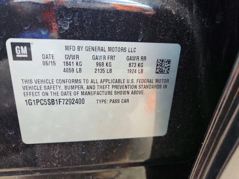 59400146 :رقم المزاد ، 1G1PC5SB1F7292400 vin ، 2015 Chevrolet Cruze مزاد بيع