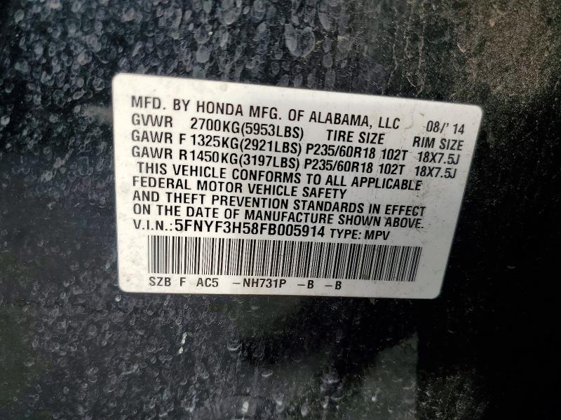 Продажа на аукционе авто 2015 Honda Pilot, vin: 5FNYF3H58FB005914, номер лота: 58035656