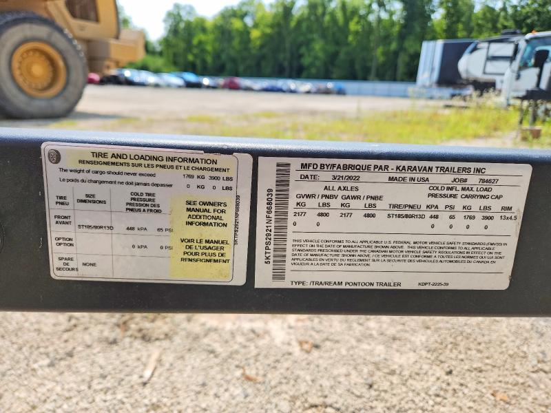 Продаж на аукціоні авто 2022 Karavan Trailer, vin: 5KTPS2921NF668039, номер лоту: 61878356