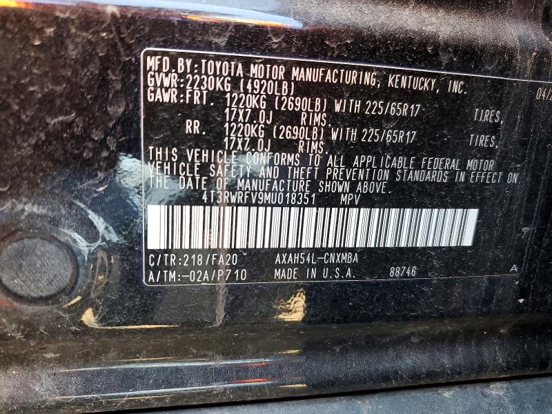 Продажа на аукционе авто 2021 Toyota Rav4, vin: 4T3RWRFV9MU018351, номер лота: 61228636