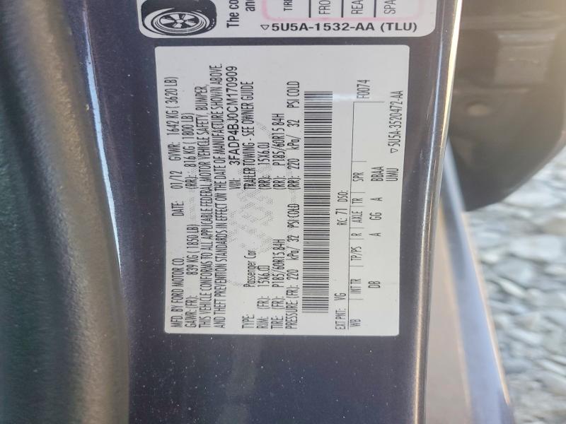 Продажа на аукционе авто 2012 Ford Fiesta, vin: 3FADP4BJ0CM170909, номер лота: 59744966