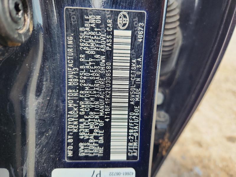 60924176 :رقم المزاد ، 4T1BF1FK2EU308580 vin ، 2014 Toyota Camry مزاد بيع